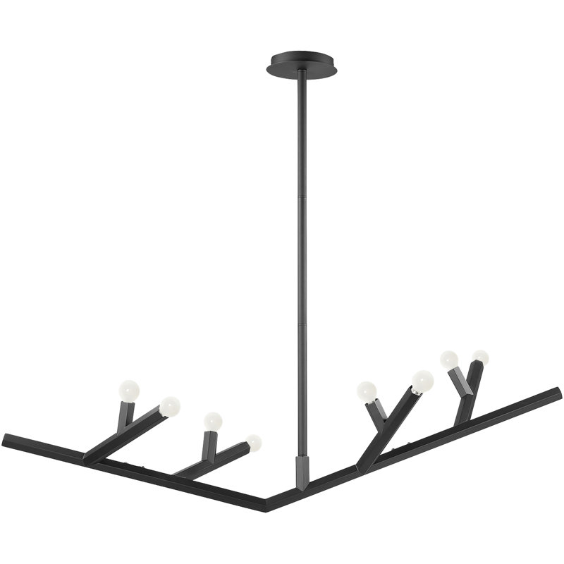 8 - Light Dimmable Modern Linear Chandelier, Matte Black