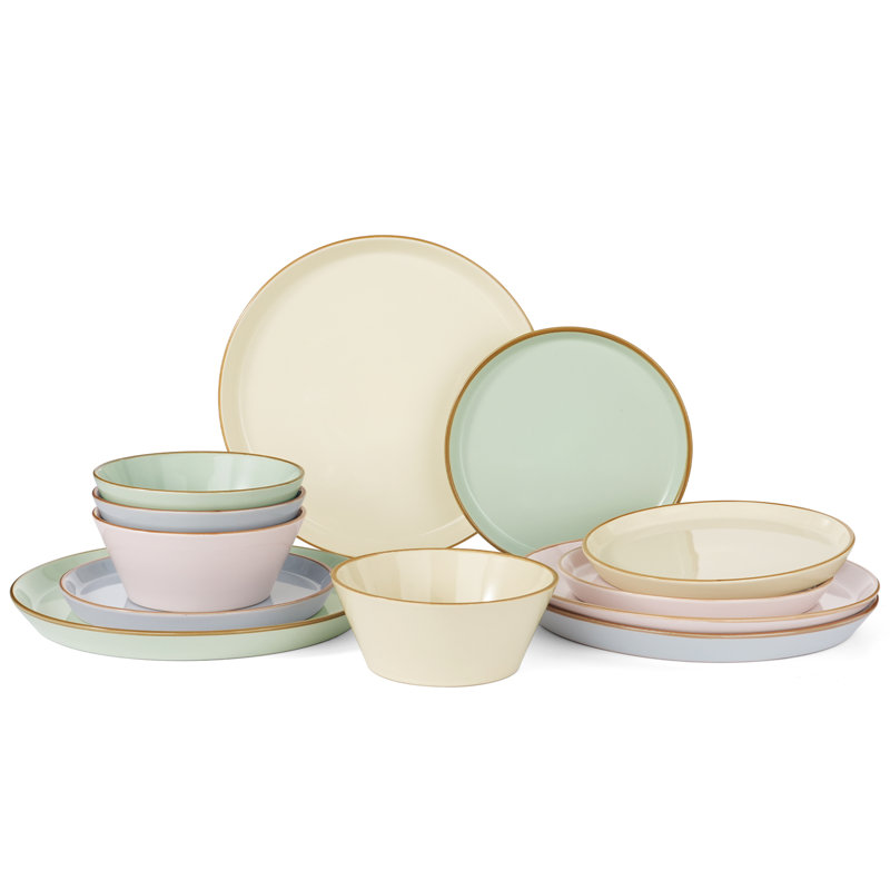 Ensemble de vaisselle et assiettes 12 pièces Saturn, Multi-couleur