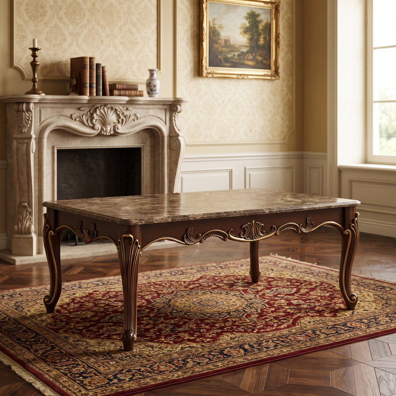 Table basse en treillis beige et noyer