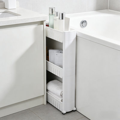 Slim Gap Organizer Cabinet With Wheels | Plastic Storage For Kitchen/bathroom/bedroom