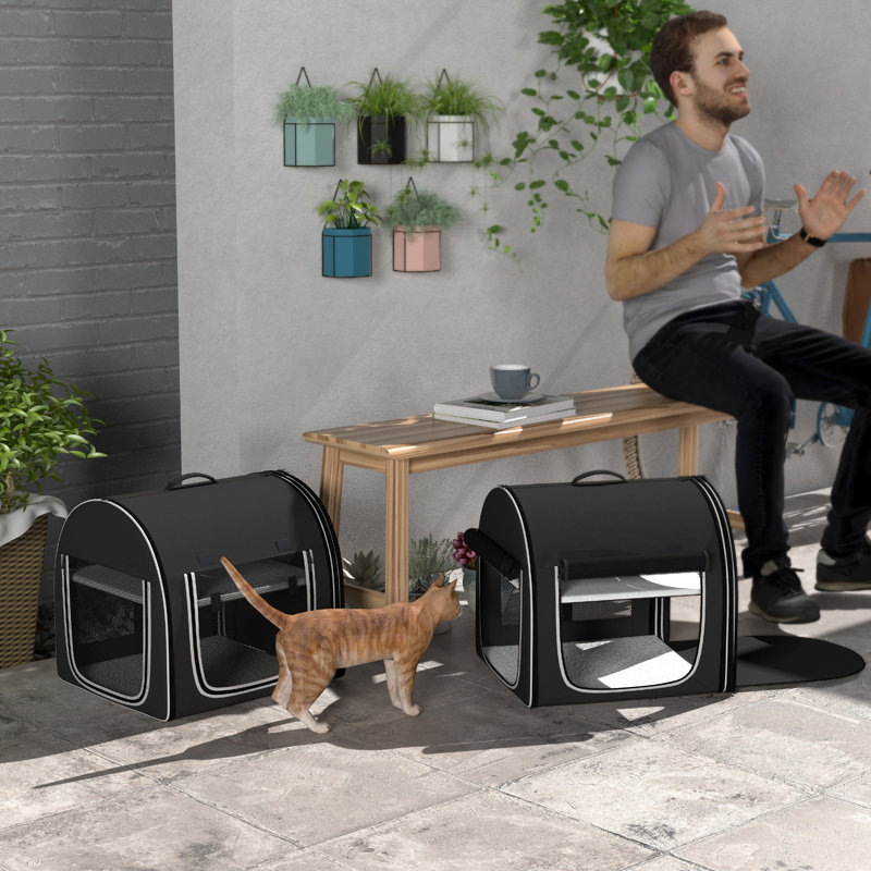 Tucker Murphy Pet™ 39" Portable Soft 2 Sided Pet Cat Carrier w/ Divider, Black