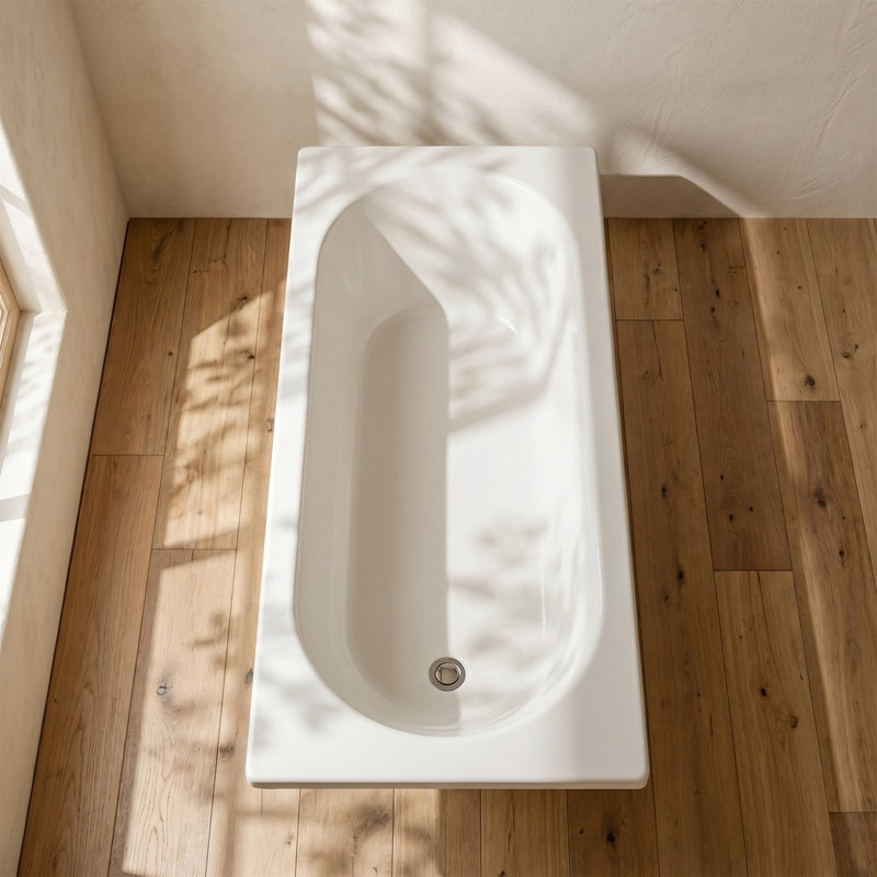 Baignoire de trempage autoportante 67 po, surface solide en résine de pierre, mat poli à la main, trempage profond ergonomique, bonde escamotable