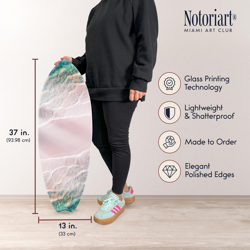 Aquarelle art bleu sarcelle Skimboard par Notoriart 1 panneau 13 po x 37 po, Aquarelle bleu sarcelle