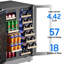 Porte-boissons à porte hybride 21 bouteilles et 88 canettes VUSHINE, 24 po sous comptoir encastré ou autoportant, poignée ronde