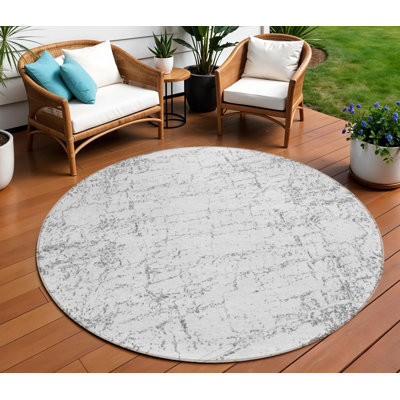 Tapis intérieur rond lavable abstrait ivoire 8 pi