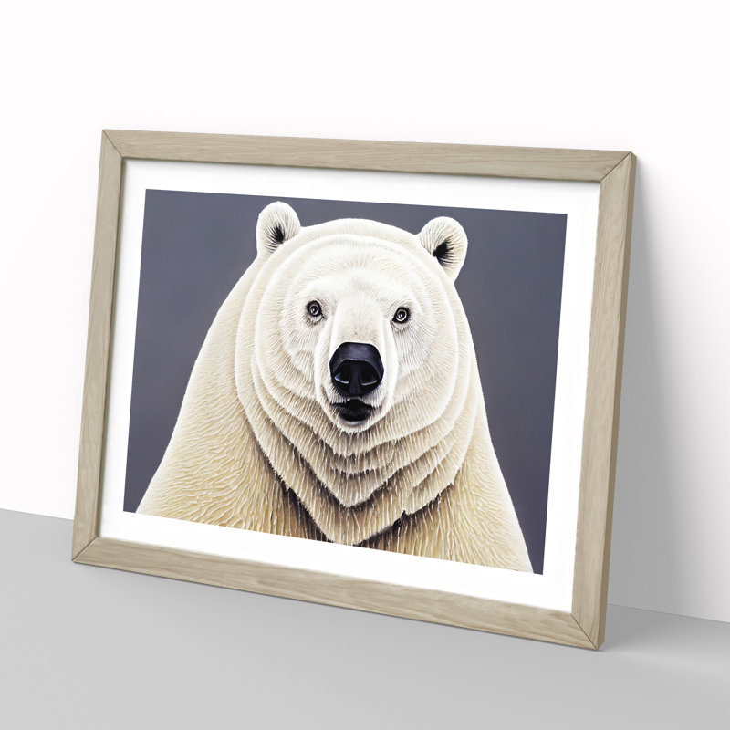 Euphoric Polar Bear - Framed Print, 34cm H x 46cm W x 2cm D, Oak