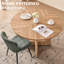 Ensemble de salle à manger moderne 5 pièces, grain de bois naturel et 4 chaises rembourrées vertes-111984160-111984166