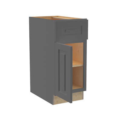 Gallery Express Ellison Plywood Assembled 15 in W x 21 in D x 34.5 in H Vanity Depth Base Kitchen Cabinet with Drawer Left in Onyx