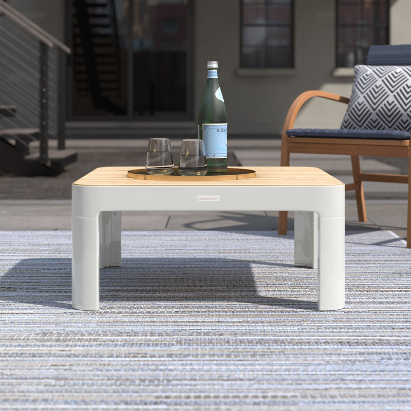Brix Teak Patio Coffee Table, 28" W x 28" L x 12.5" H, Natural, Gray