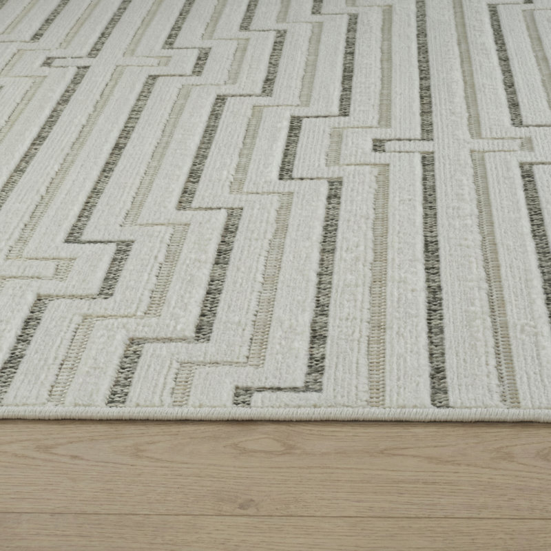 Tapis intérieur crème / beige à motif géométrique crème / beige 6 pi x 9 pi (5 pi 11 po x 9 pi 0 po) Tapis de salon, chambre à coucher, salle à manger et cuisine