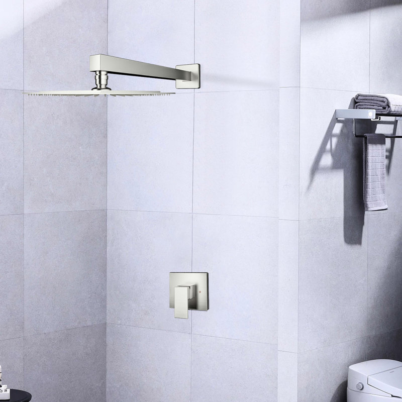 Brushed Nickel Wall Mounted Shower Diverter Faucet - Brass, Valve Included Faucet, Different