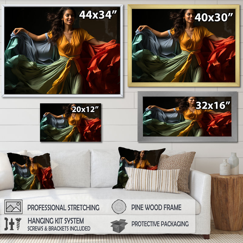 Femme cubaine Dance Elegance I, Cadre flottant noir, H 24 po x l 32 po x P 1 po
