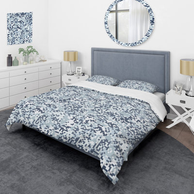 Camouflage tendance bleu blanc - ensemble de housse de couette abstrait - microfibre de polyester