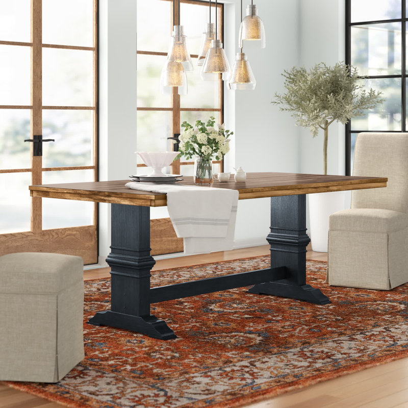 Fortville Solid Wood Dining Table, Antique Denim