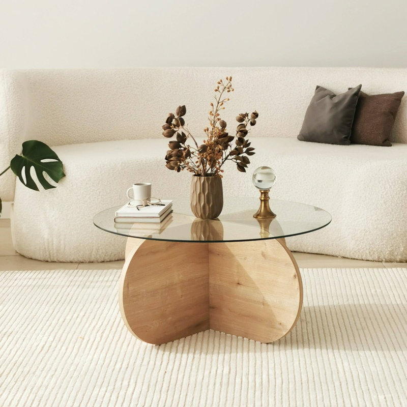 Glorias Coffee Table, Clear/Oak
