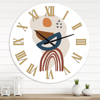 Elementary Shapes In Terracotta Tones I - Modern wall clock