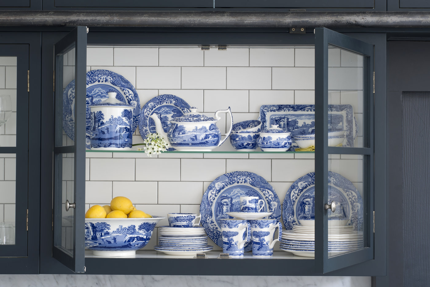 Blue Italian Covered Vegetable Bowl