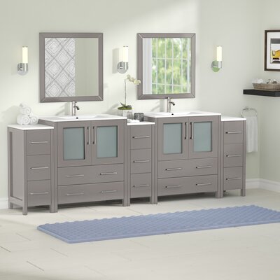 Karson Modern 96"" Double Bathroom Vanity Set with Mirror -  Wade Logan®, 327AB135DDED4773BC86521C1385A8EB