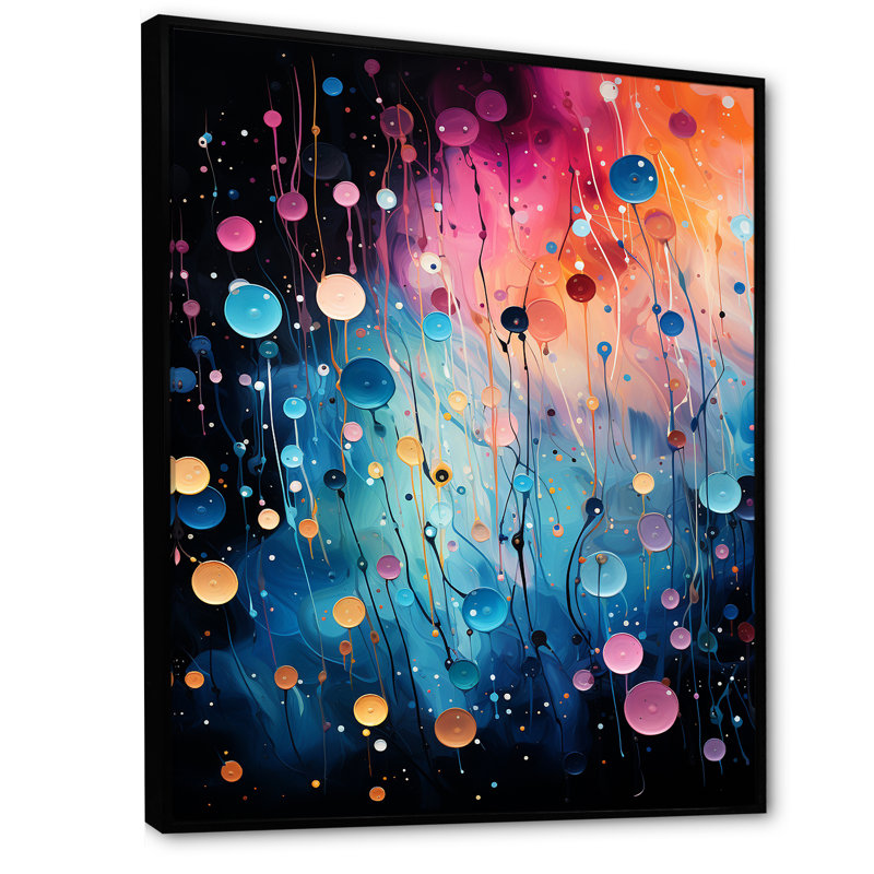 Rose et bleu néon Pop Art II - art mural Pop Art, Cadre flottant noir, H 40 po x l 30 po x P 1,5 po