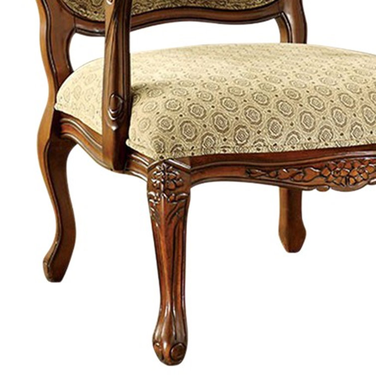 Astoria Grand 29 Inch Traditional Accent Chair, Wood Frame, Beige