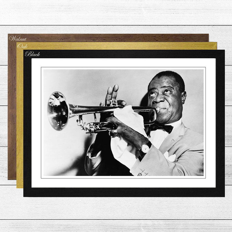 Louis Armstrong Framed Photographic - Framed Print, Black