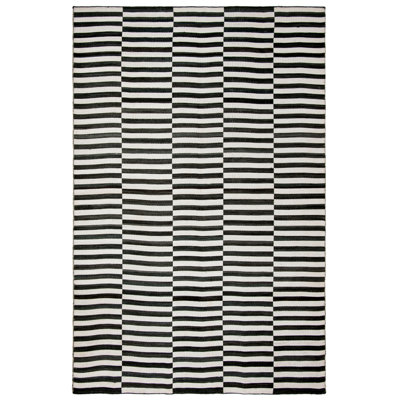 Cameron Striped Area Rug in Black/Ivory