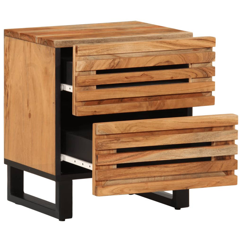40cm W Steel Bedside Table, Brown