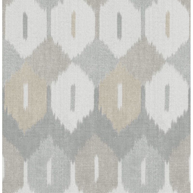 Papier peint Abilene Abricot Ikat, Gris