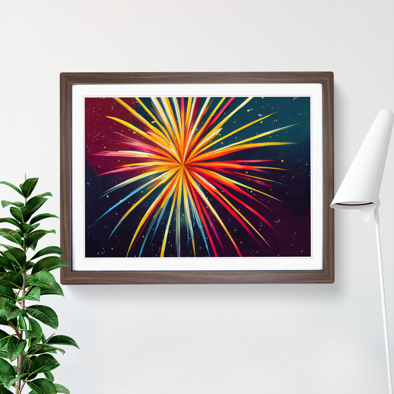 Blooming Fireworks - Framed Print, 46cm H x 64cm W x 2cm D, Oak