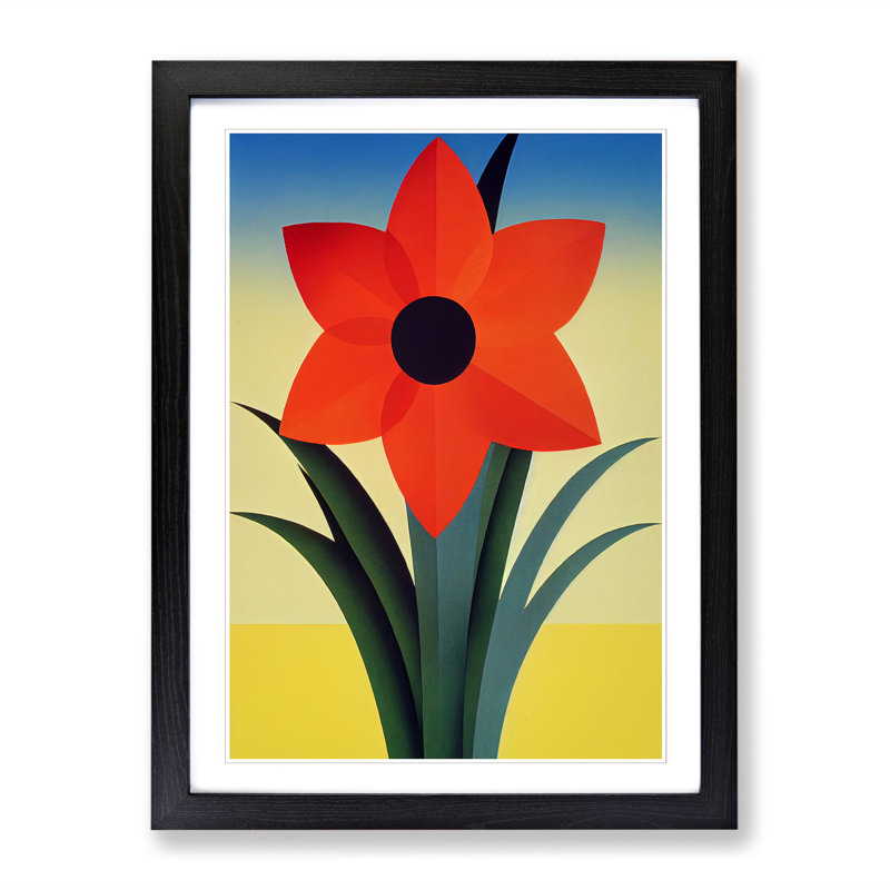 Lindzy Daffodil Flower - Picture Frame Print, 34cm H x 25cm W x 2cm D, Walnut