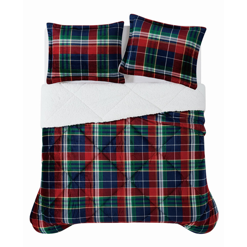 Ensemble d'édredon en tissu écossais Trely Soft Cuddle Warmth, Édredon pour lit simple + 1 taie décorative stan, 2