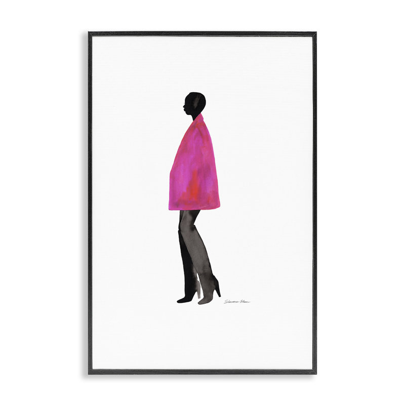 Giclée encadrée rose fuchsia, design par Simone Elum, Giclée encadrée noir minuit, H 24 po x l 16 po