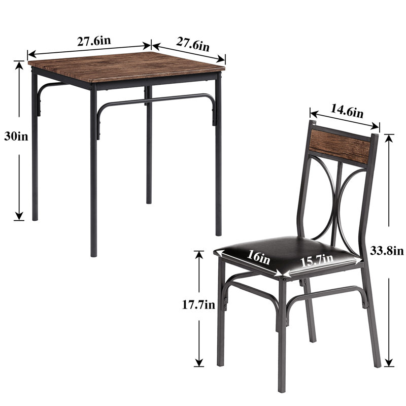Bourbeau 2 - Person Four Leg Dining Set