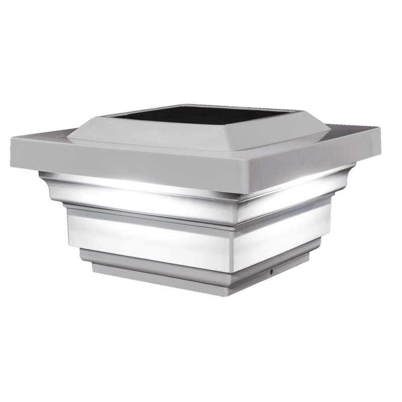 Low Voltage Solar Powered Integrated LED Fence Post Cap Light 4 In. X 4 In., White