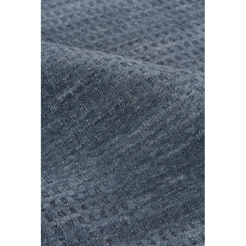 New Zealand Wool Wool Striped Area Rug in Denim Blue, Rectangle 12' x 15'