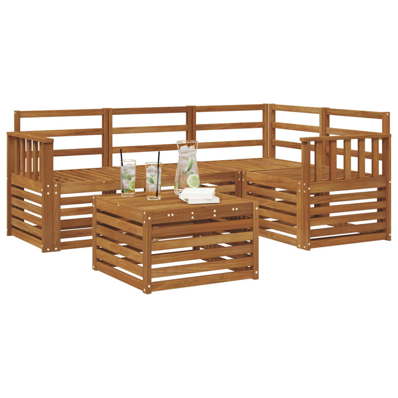Vidaxl Outdoor Sofa Set 5 Pcs Solid Acacia Wood Garden Furniture Patio Seating