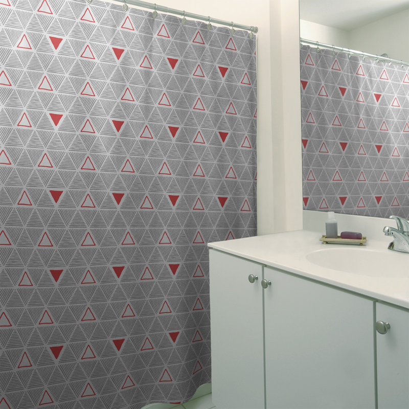 Rideau de douche simple à triangles à main classique Patricia Geoffrey, Rouge, Yes