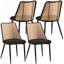 Set Of 4 Rattan Dining Chairs With Natural Cane Back-646742331-646742326