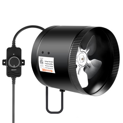 iPower Inline Booster Duct Fan with Speed Controller, Exhaust Fan HVAC Ventilation Duct Blower for Bathroom, Kitchen, Basement, Attic and Grow Tent