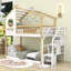 Lit superposé simple en bois avec escalier et tablette Rackerby Kids-484513723