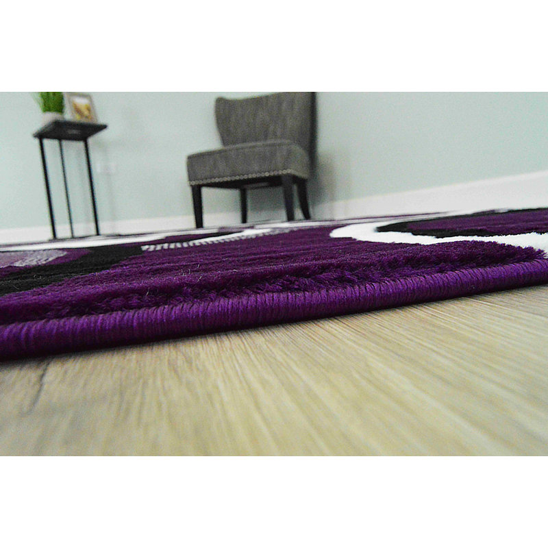 Tapis mauve à motif géométrique Cossette, Tapis de couloir 2 pi 2 po x 7 pi 4 po