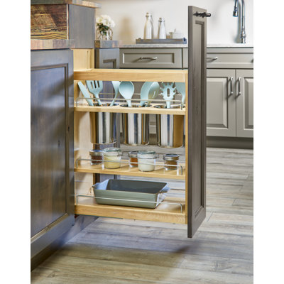 Wood Base Cabinet Utility Pullout Organizer W/ Soft-Close