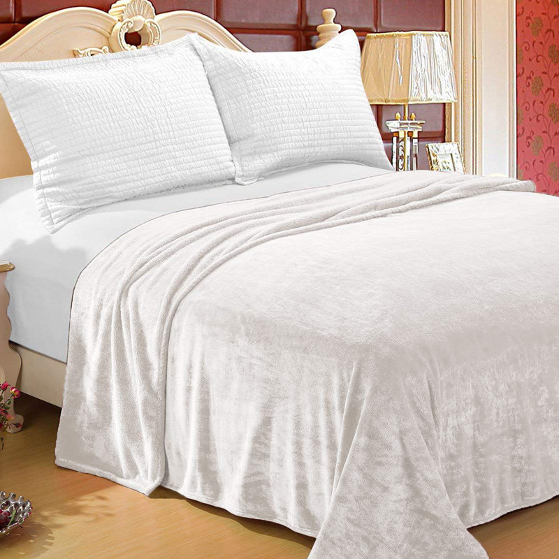  Couverture en flanelle super douce et chaude, Blanc, Simple