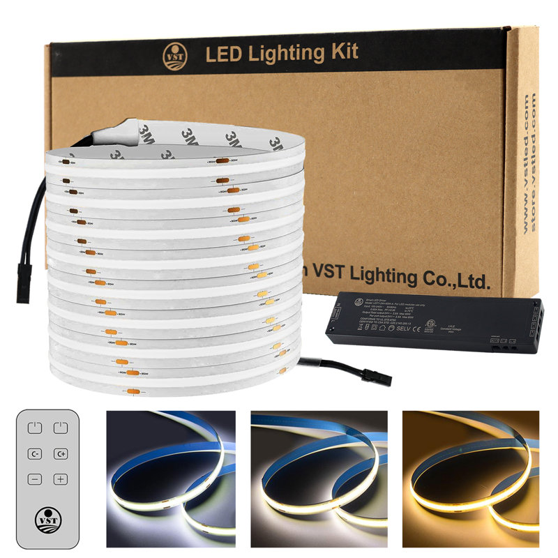 16,4 pi COB 24V CCT 2700K-6500K CRI 93, éclairage à bande DEL avec pilote DEL 60 W et télécommande