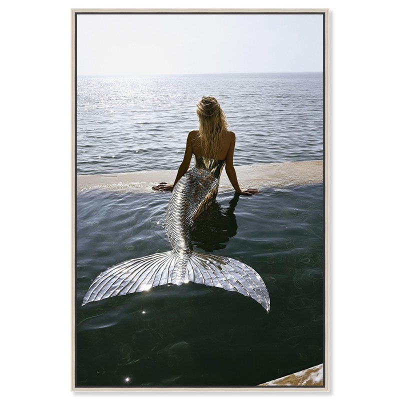 Mermaid Noon Canvas by Art Remedy, Black, 16" H x 11" W, Floater Frame