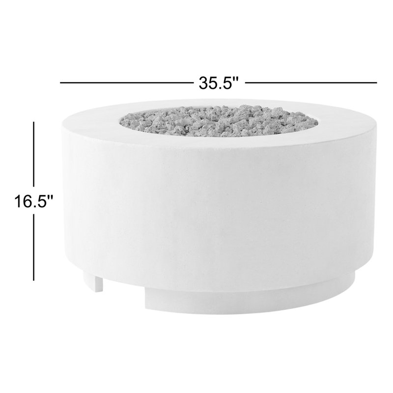 Damian 16.5" H x 35.5" W Concrete Outdoor Fire Pit Table, Natural Concrete, Natural Gas