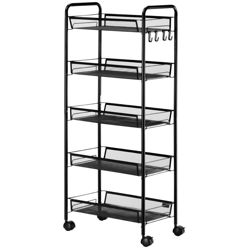 5 Tier Utility Rolling Cart(No Include Stool)