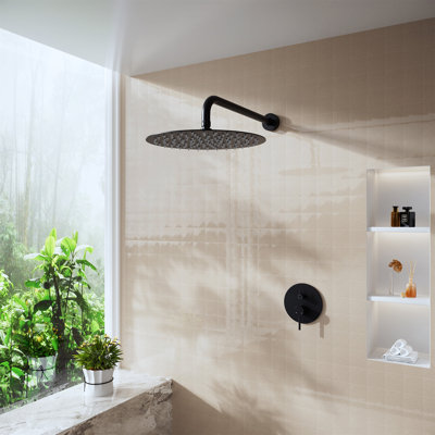 15.75" Stainless Steel Wall Mounted Round Shower Arm With Flange For Rain Shower Head
