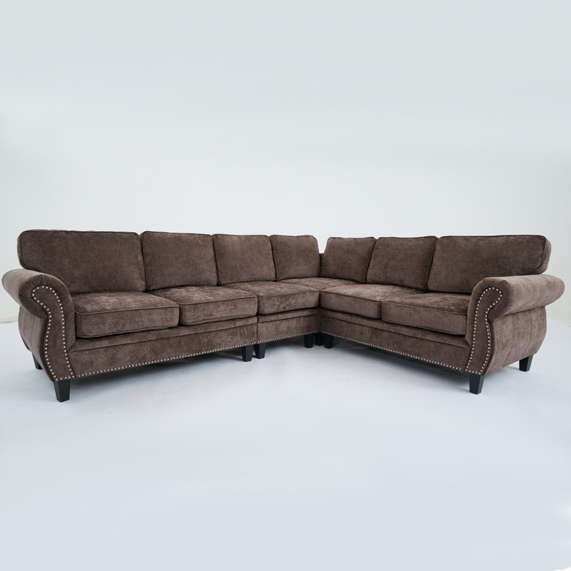 Seylow 109.5" Modular Sectional Sofa, Chocolate