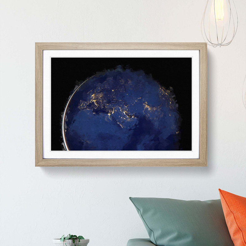Earth View - Picture Frame Graphic Art Print, Oak Framed, 62cm H x 87cm W x 2cm D